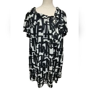 2223)RB Collection Black &White Short Sleeve Pullover Baby Doll Dress Pls Sz 22W